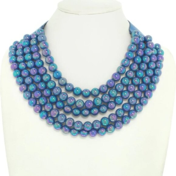 NEW - 5 Row SHIMMER Beaded Magentic Close Statement Beads Necklaces - Picture 14 of 15